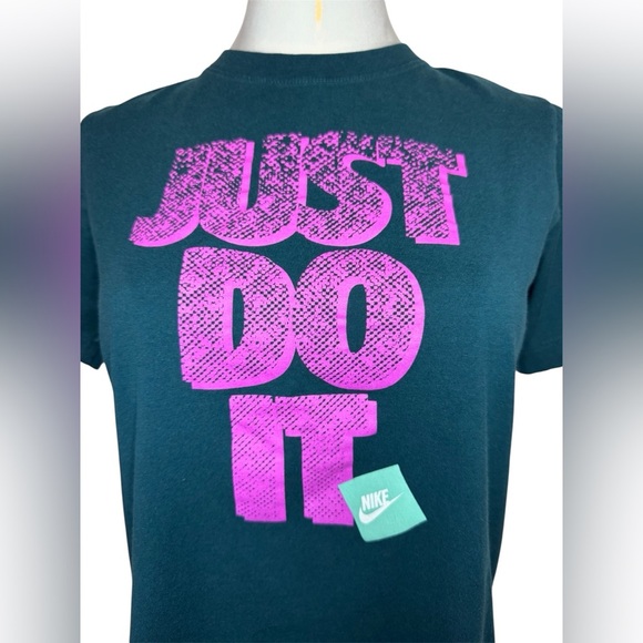 Nike Dark Teal Tee with Vibrant Pink Graphic - Picture 2 of 2